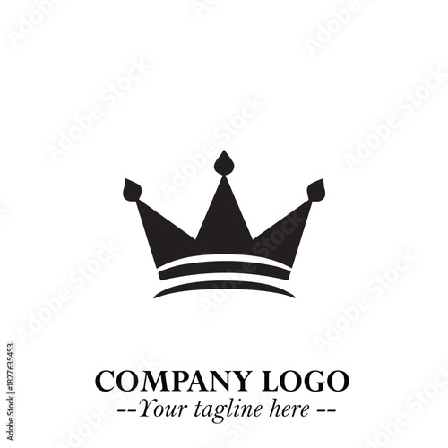 Elegant Black Crown Logo Symbol on a Clean White Background for Premium Branding Design