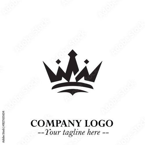 Elegant Black Crown Logo Symbol on a Clean White Background for Premium Branding Design