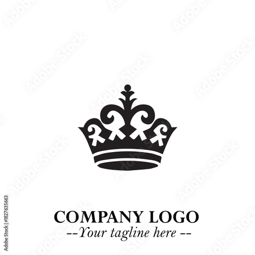 Elegant Black Crown Logo Symbol on a Clean White Background for Premium Branding Design