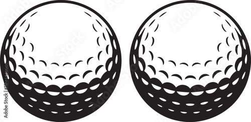 Two golf balls with dimple texture on a white background sport sports equipment