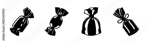 Set of wrapped candy sweets collection. graphic element silhouette