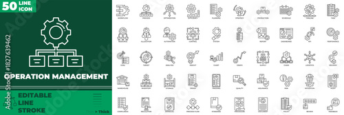 Operation Management Line Editable Icons set