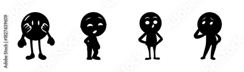 Black silhouette characters expressing various emotions and feelings