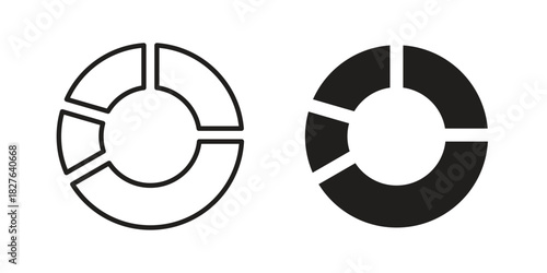 Donut chart icons vector collection for web designs. flat icons