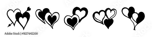 Collection of diverse heart shapes vector set for love and romance