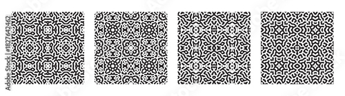 Set of abstract turing symmetric background. Organic labyrinth style seamless backgrounds Vector illustration.