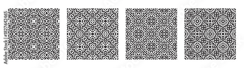 Set of abstract turing symmetric background. Organic labyrinth style seamless backgrounds Vector illustration.