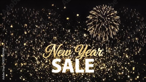 New years sale announcement with fireworks