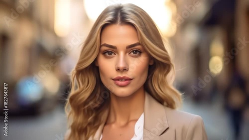 Wallpaper Mural Blond woman on street. Torontodigital.ca