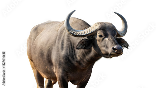 Cape Buffalo Wild Mammal Portrait on Clean White Background