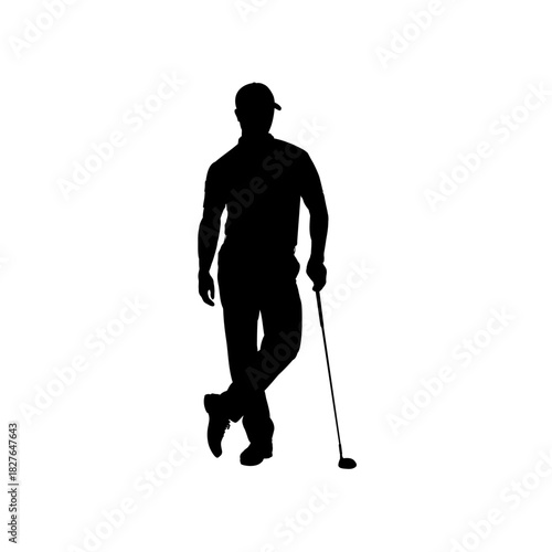 Golf player  with golf club silhouette  - vector illustration