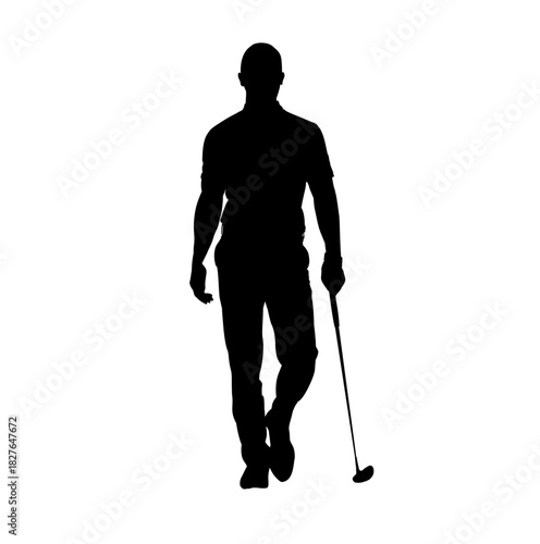 Golf player  with golf club silhouette  - vector illustration