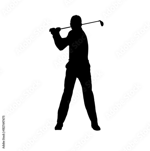 Golf player  with golf club silhouette  - vector illustration