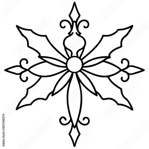 Elegant ornate snowflake design for winter holidays or decorative embellishments