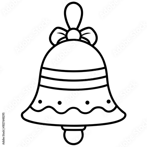 Festive Christmas bell outline illustration perfect for holiday coloring pages and crafts