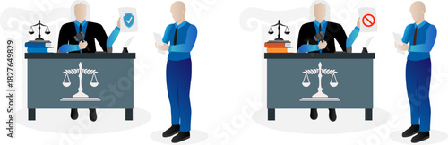 Judge makes a court decision.  Law and justice concept.