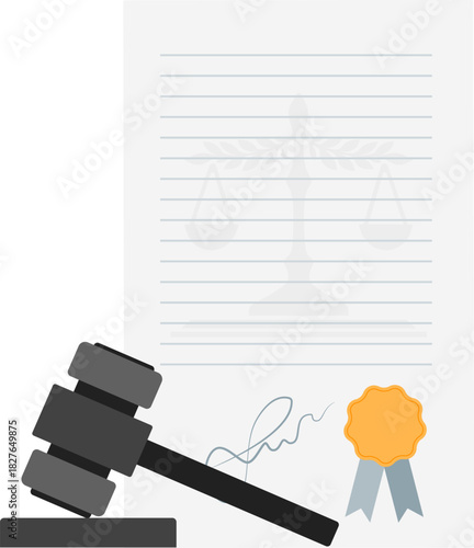 Law and justice concept. Gavel and judge documents.