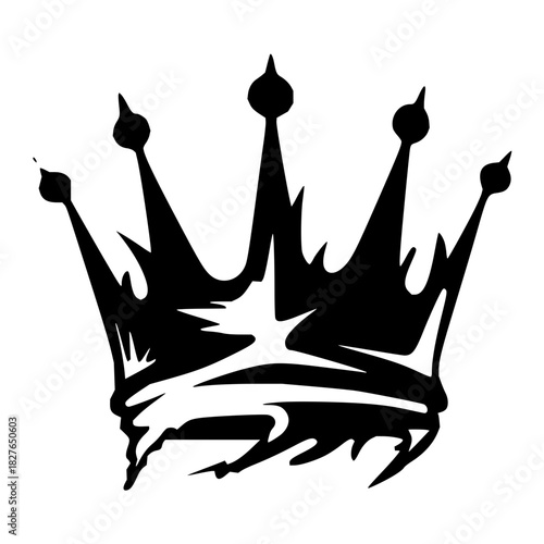 Commanding black crown silhouette, perfect for royalty, power, or gaming designs, originally a scalable vector graphic ideal for logos and icons