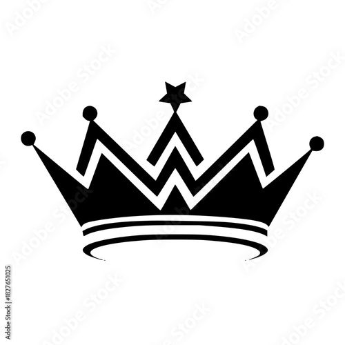 Elegant black crown with star for branding, logo, or design element needs, adding a touch of royalty and sophistication to your project