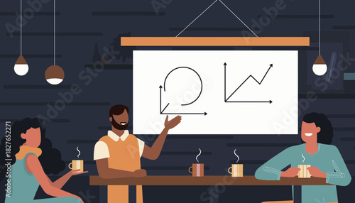 Creative team having a business presentation about company strategy and growth analysis