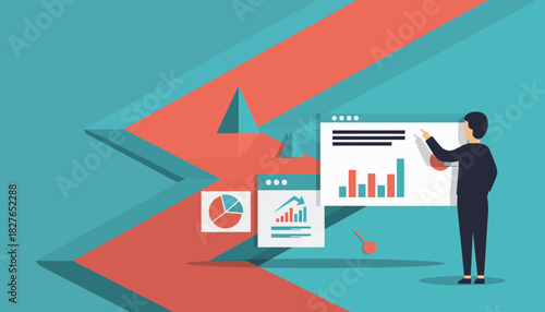 Business presentation and growth guiding data analysis and financial success