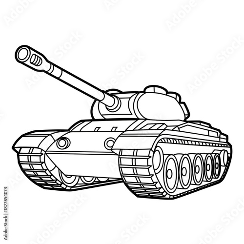 vector illustration of a tank coloring page 