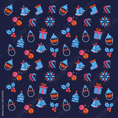 Beautiful Xmas seamless pattern with . Christmas icon concept. Merry Christmas Pattern, Happy new Year Pattern, Vector illustration,