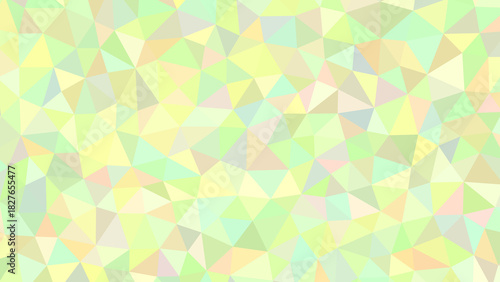 A vibrant mosaic of pastel triangles creates a mesmerizing geometric background, blending shades of yellow, green, and subtle hints of peach