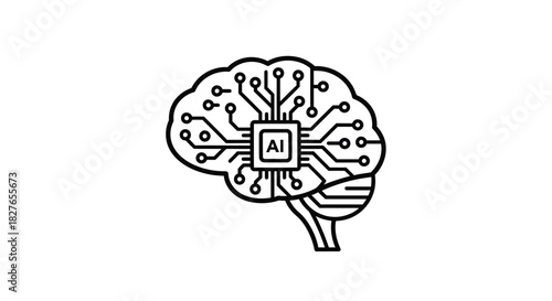 AI brain with circuits representing machine learning innovation