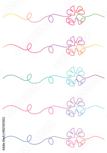 Festive bells arranged in continuous line drawings showcasing celebration and colorful holiday spirit and joyful ringing sounds