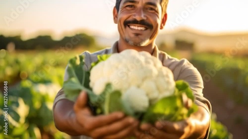 Farmer Holding Cauliflower.
