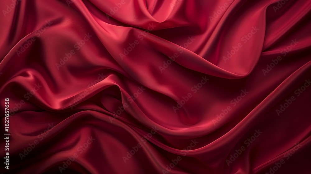 Obraz premium Luxurious deep red silk fabric with elegant draping