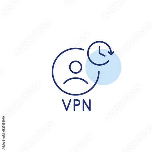 VPN user and clock. Data encryption, anonymous browsing. Pixel perfect, editable stroke vector icon