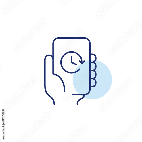 Clock on phone Work hours, project deadline and user screen time. Pixel perfect, editable stroke vector icon