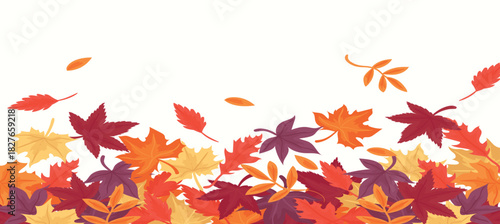 Autumn leaves set. Fall maple, oak, chestnut leaves, berries, acorn, forest foliage. Botanical elements of natural floral design. Flat vector illustration isolated on white background