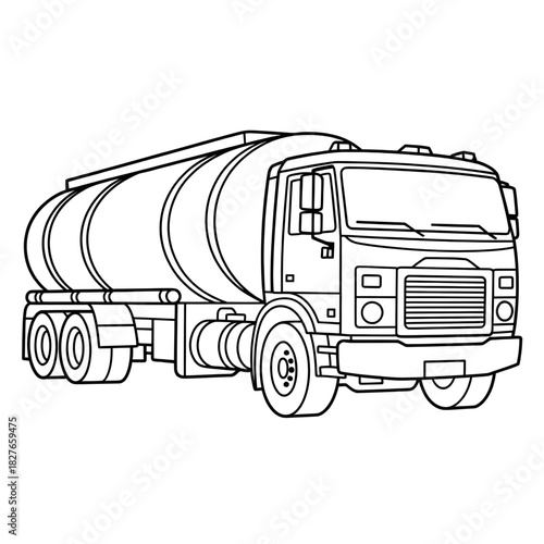 Oil tanker truck illustration vector style colouring page 