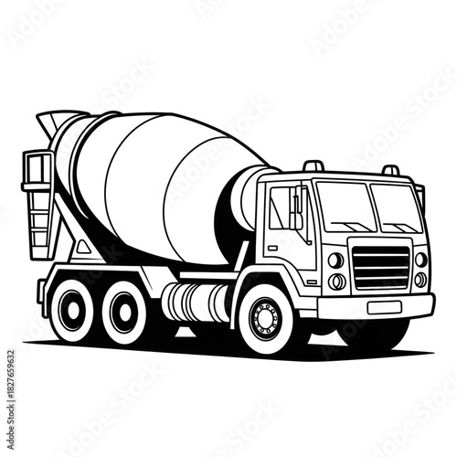 Cement mixer illustration vector style coloring page