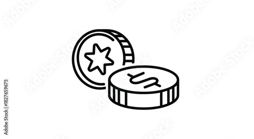 Two coins outline featuring star and dollar symbol