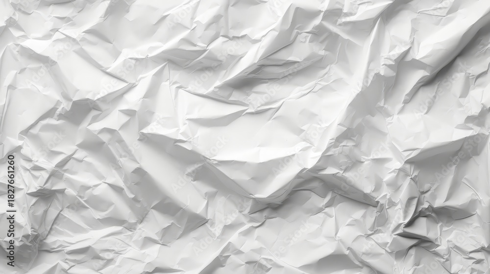 Obraz premium A close-up of crumpled white paper, showcasing various textures and shadows in a minimalistic style.