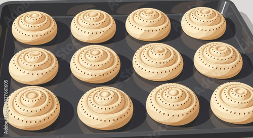 Freshly baked cinnamon rolls ready for icing, a delightful treat for breakfast or dessert, enjoy the sweet aroma and comforting taste