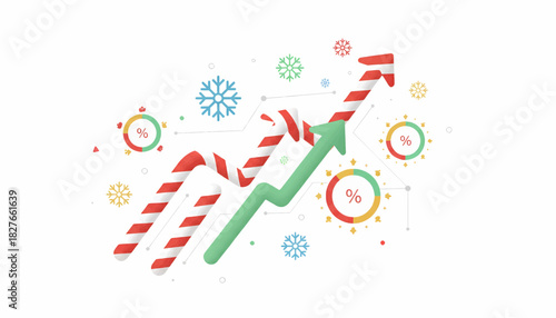 Festive Holiday Growth Chart with Candy Cane Arrows and Snowflakes