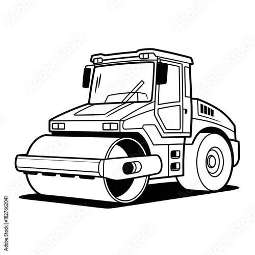 Road Roller coloring page line art 