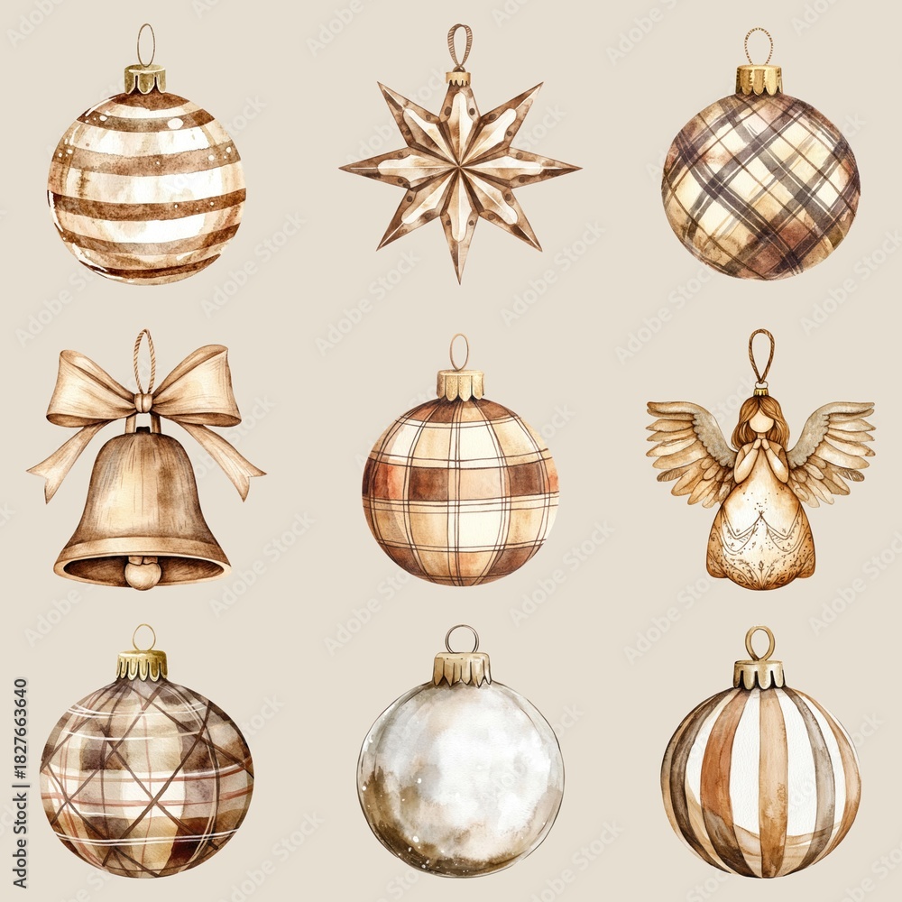 Fototapeta premium Cozy Christmas bauble ornament design element set