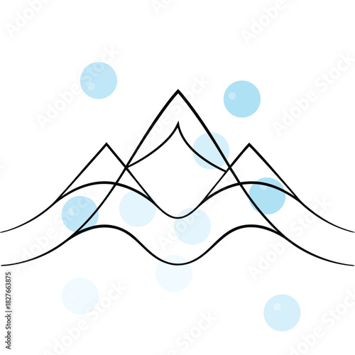 Mountain peaks with blue circles
