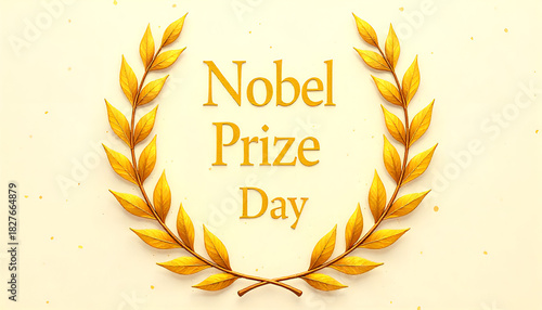 Nobel prize day december 10 laurel wreath and text illustration sweden day,