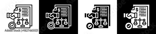 Law Agreement Icon Set In Black And White Filled Style Collection
