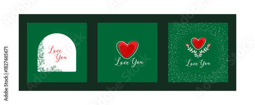 Elegant Valentine's day Set of greeting cards, posters, holiday covers. suitable for poster, cover book and banner design. vector illustration.	