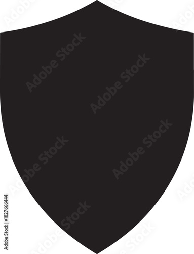 Solid Black Shield Icon on White Background Keywords: shield, security, protection, safety, defense