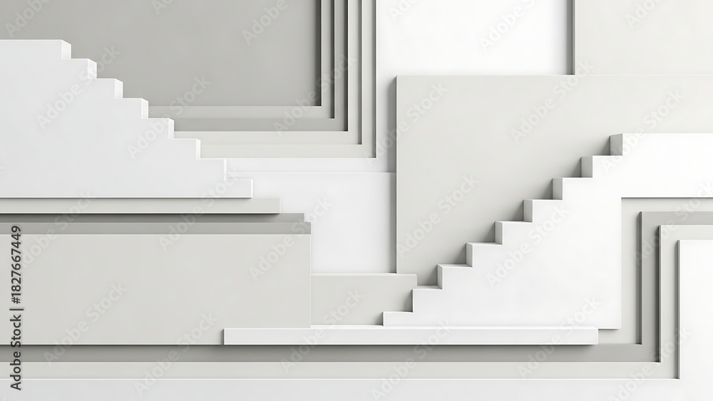 Fototapeta premium Abstract White Staircase Design - A Minimalist Architectural Composition.