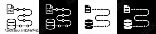 Data Pipeline Icon Set In Black And White Filled Style Collection